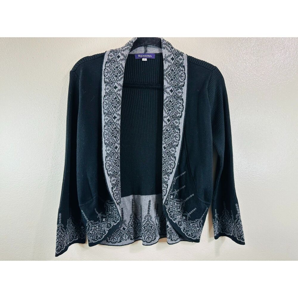 Biendire Women's Soft and Comfy Open Cardigan Size L Floral Accent Hem Design